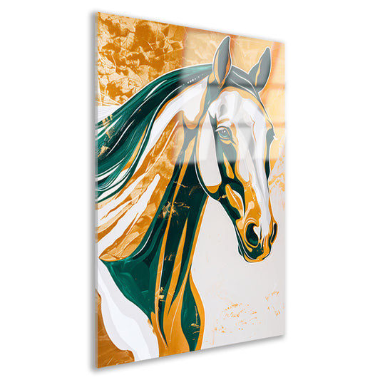 Abstract schilderij van een paard in kleuren acrylglas