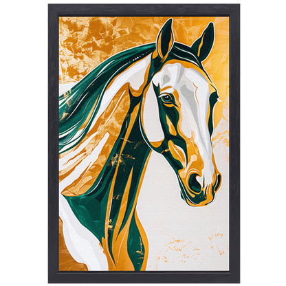 Abstract schilderij van een paard in kleuren canvas met baklijst