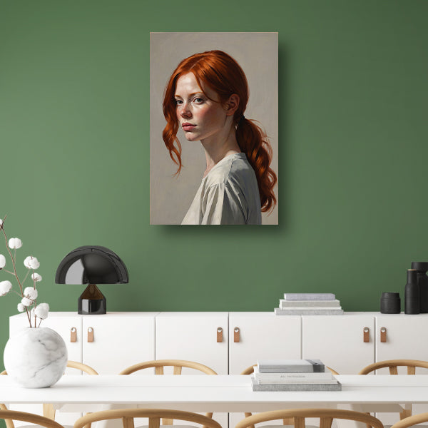 Jonge vrouw met rood haar en sproeten acrylglas