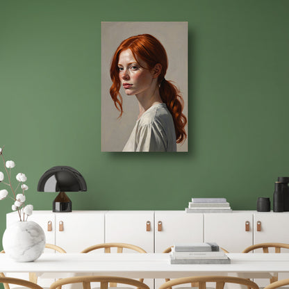 Jonge vrouw met rood haar en sproeten acrylglas