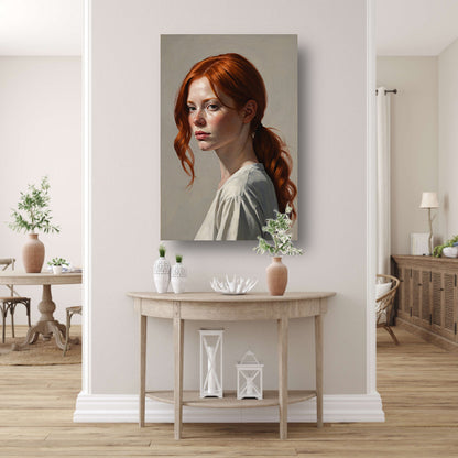 Jonge vrouw met rood haar en sproeten acrylglas