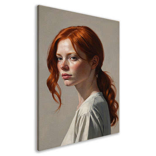 Jonge vrouw met rood haar en sproeten canvas
