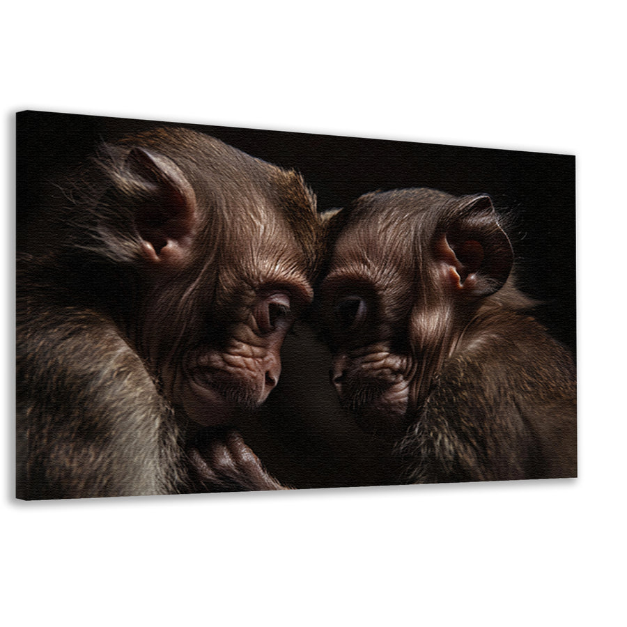 Twee apen in intieme omhelzing canvas