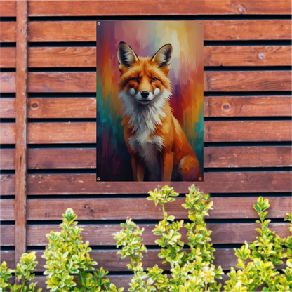 Expressieve Vos in Levendige Kleuren tuinposter