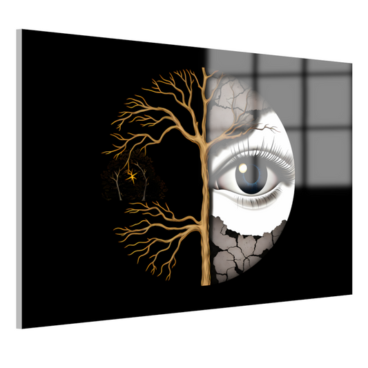 Nachtelijk Oog en Gouden Takken acrylglas