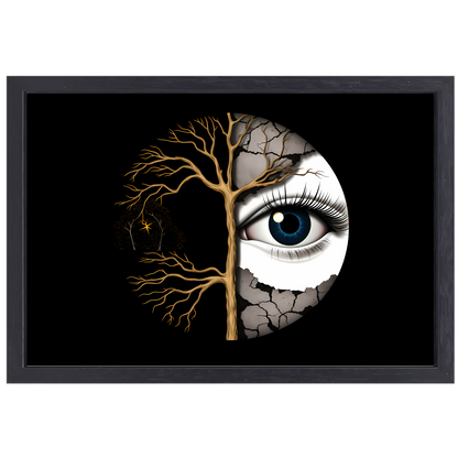 Nachtelijk Oog en Gouden Takken canvas met baklijst
