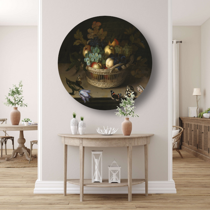 Stilleven met fruitmand - Balthasar van der Ast aluminium muurcirkel