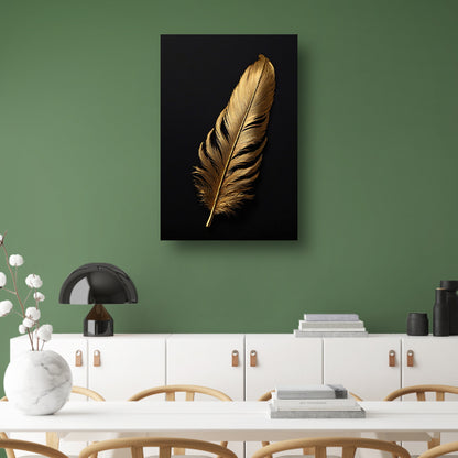 Glimmende Gouden Veer op Zwarte Achtergrond canvas