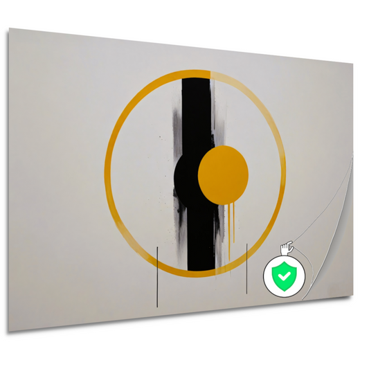 Geel-Zwarte Abstractie met Dynamische Cirkels poster