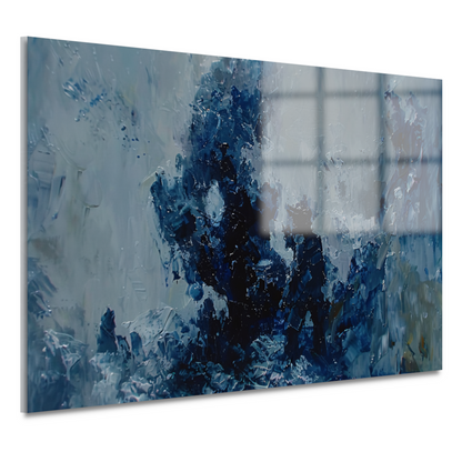 Blauwe lijnen compositie acrylglas