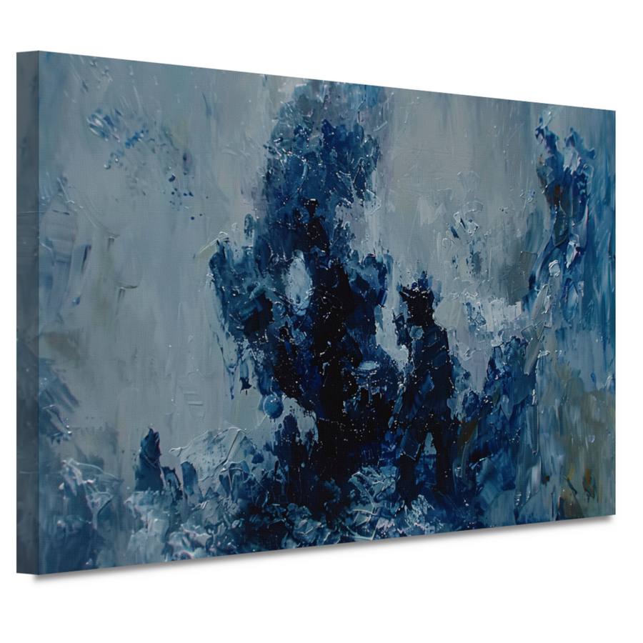 Blauwe lijnen compositie canvas