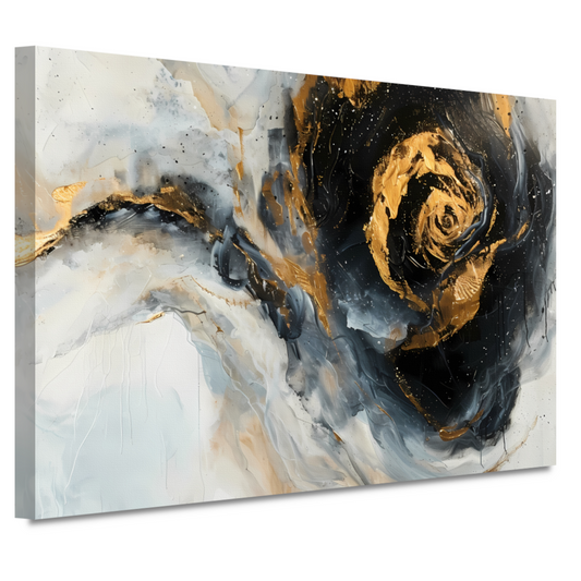 Moderne abstracte expressie in goud en blauwtinten canvas