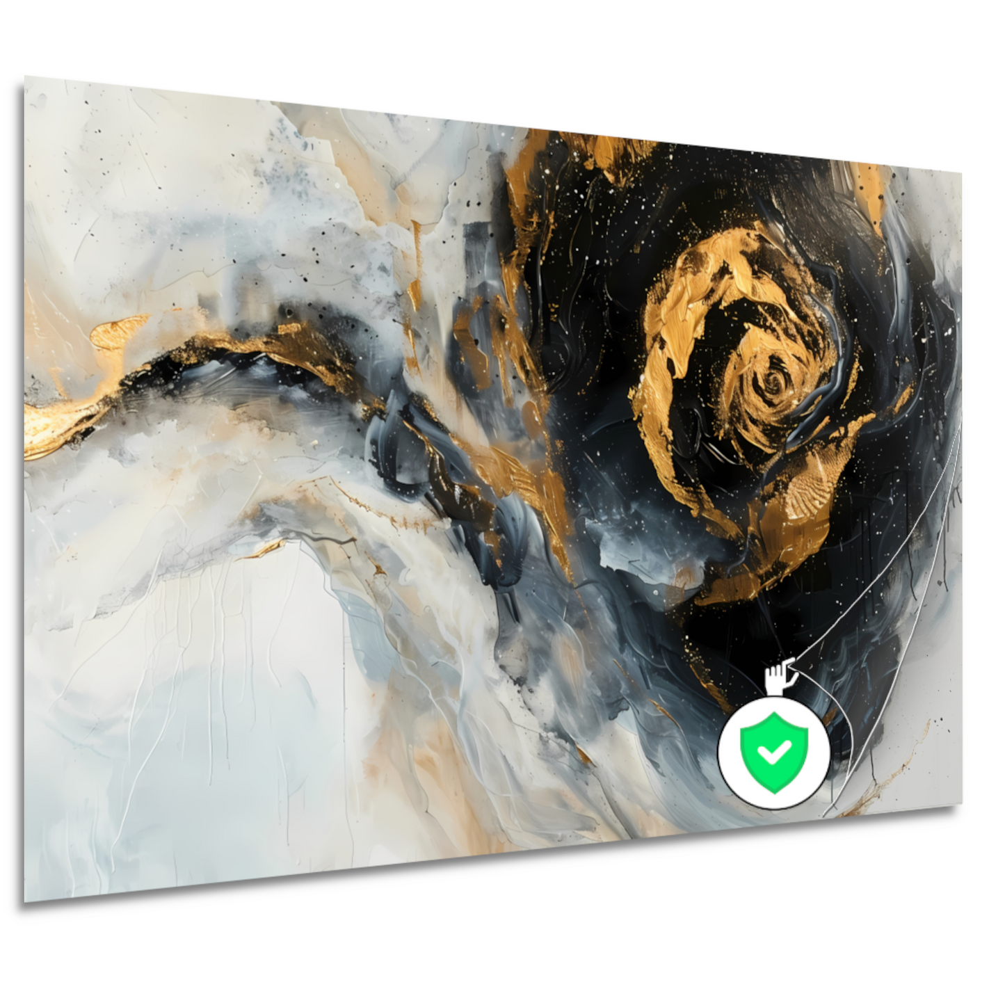 Moderne abstracte expressie in goud en blauwtinten poster