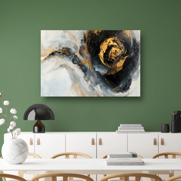 Moderne abstracte expressie in goud en blauwtinten poster