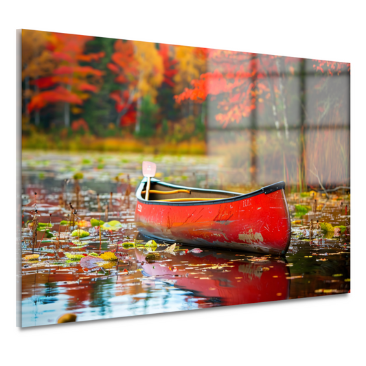 Impressionistische kano op kalm meer acrylglas