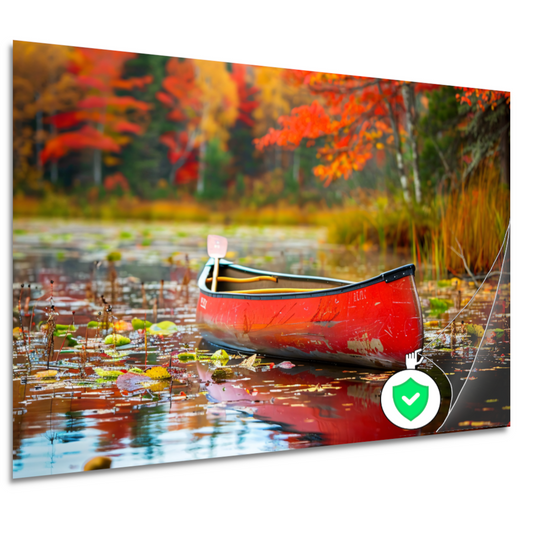 Impressionistische kano op kalm meer poster