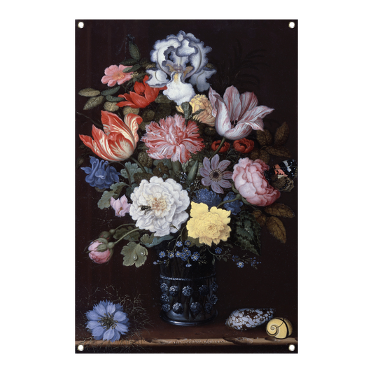 Bloemenstilleven met schelpen - Balthasar van der Ast tuinposter