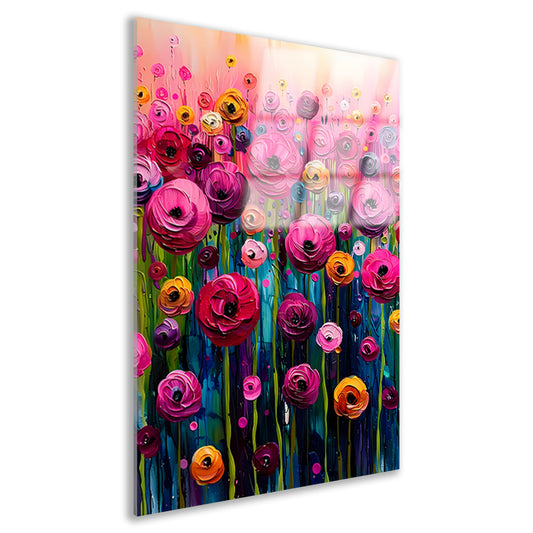 Levendige abstracte bloemenpracht in kleur acrylglas