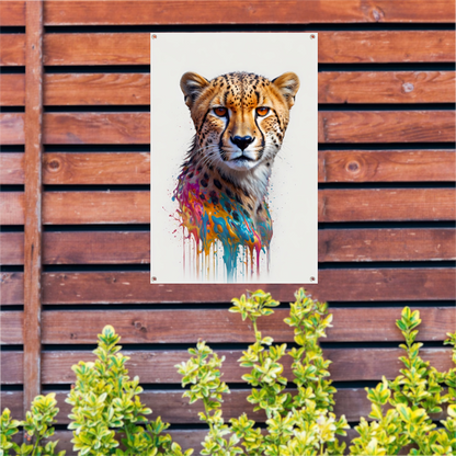 Abstract Cheetah in Kleurexplosie tuinposter