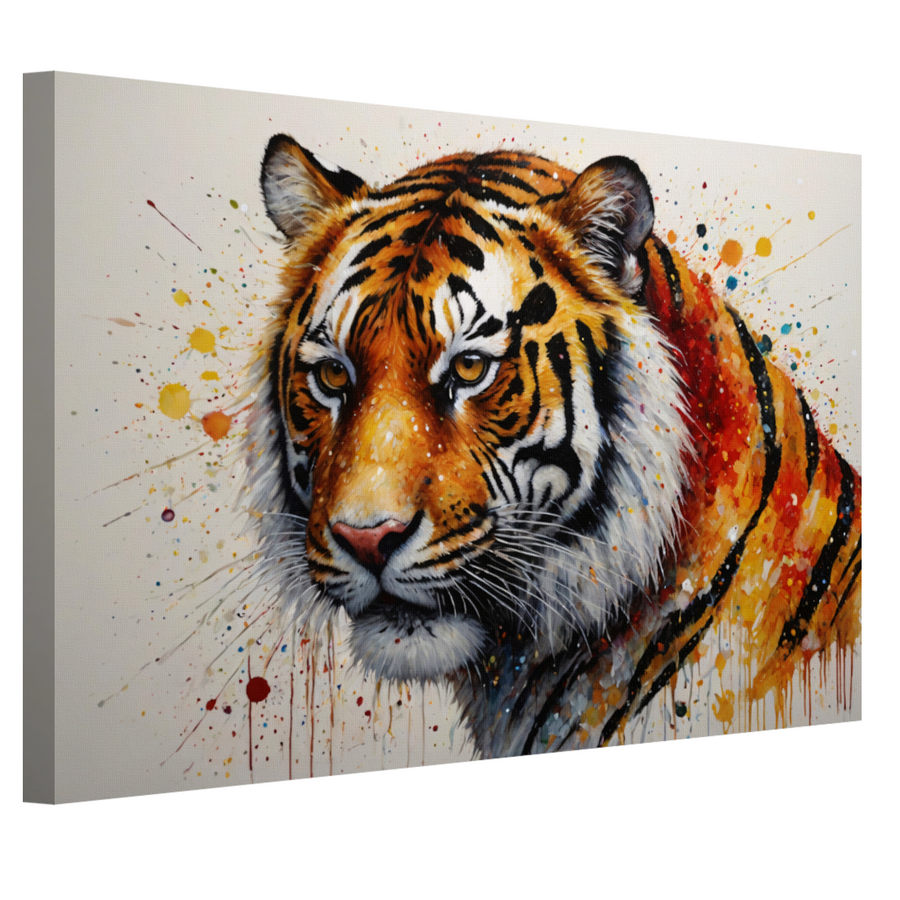 Kleurrijk Portret van een Tijger in Abstracte Stijl canvas