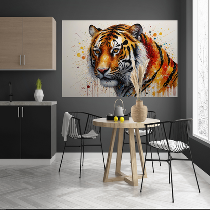 Kleurrijk Portret van een Tijger in Abstracte Stijl poster