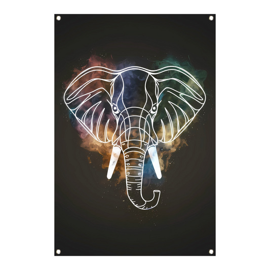 Minimalistische Olifant in Kosmische Nevel tuinposter