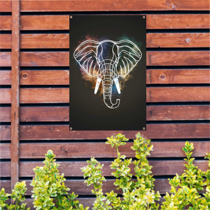 Minimalistische Olifant in Kosmische Nevel tuinposter