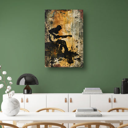 Abstracte silhouet van gitarist in kleur acrylglas