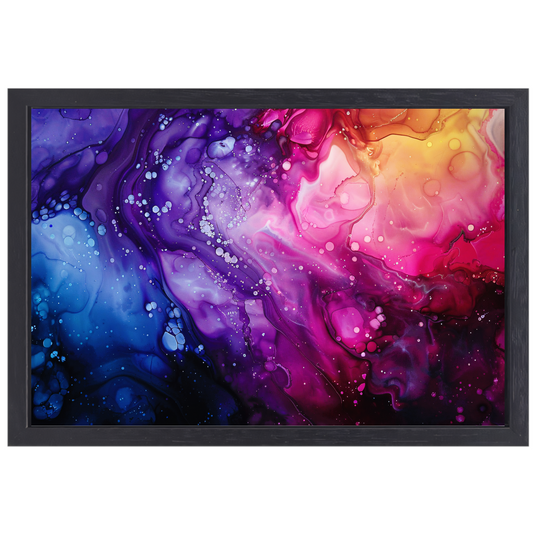 Dynamische abstracte inktspel van kleuren canvas met baklijst