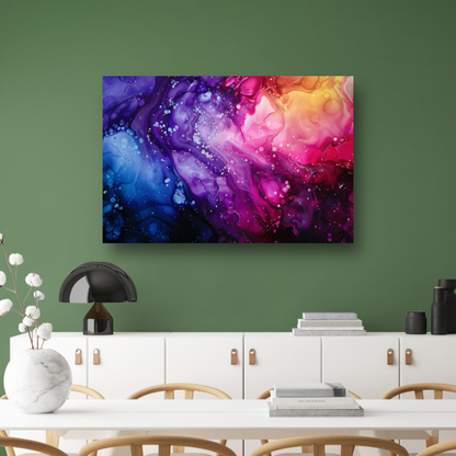 Dynamische abstracte inktspel van kleuren acrylglas