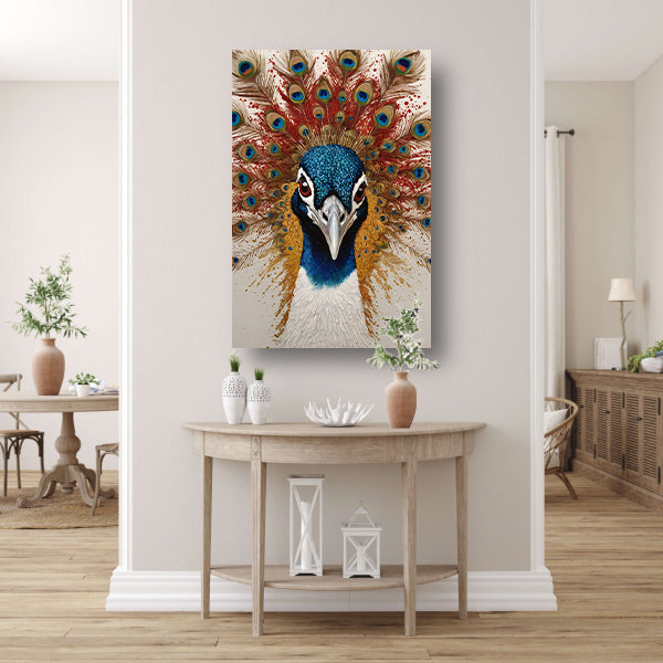 Art Nouveau Peacock with Radiant Feathers canvas