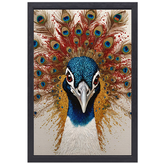 Art Nouveau Peacock with Radiant Feathers canvas met baklijst