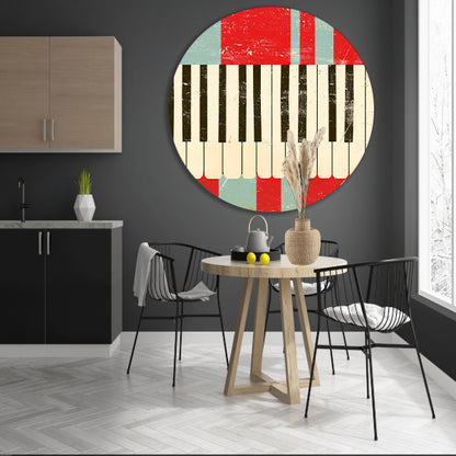 Abstracte piano kunst met kleurrijke toetsen   forex muurcirkel