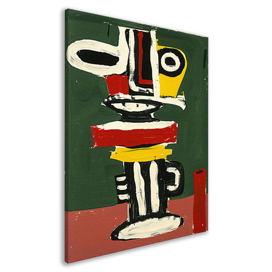 Abstract expressief gezicht schilderij in kleuren canvas