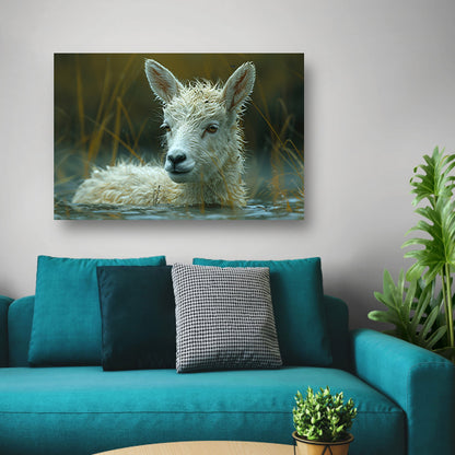 Schaap dobbert vredig in meer poster