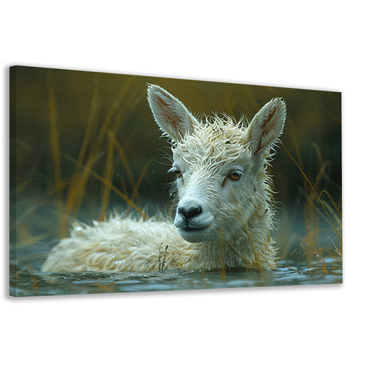 Schaap dobbert vredig in meer canvas