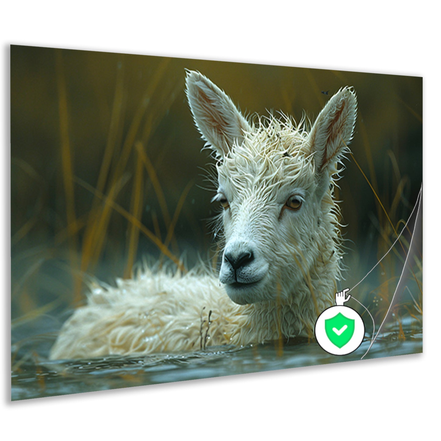 Schaap dobbert vredig in meer poster