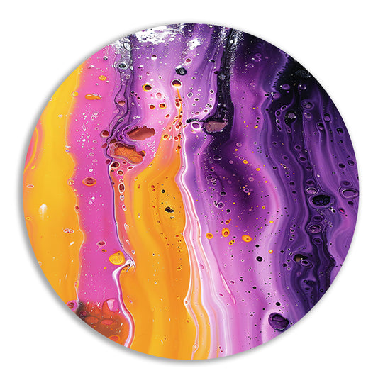 Kleurrijke abstracte kunst met dynamische textuur aluminium muurcirkel