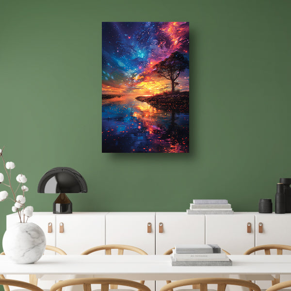 Kosmische Boom bij Sterrenhemel canvas