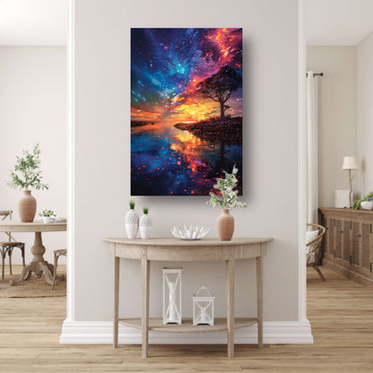 Kosmische Boom bij Sterrenhemel canvas