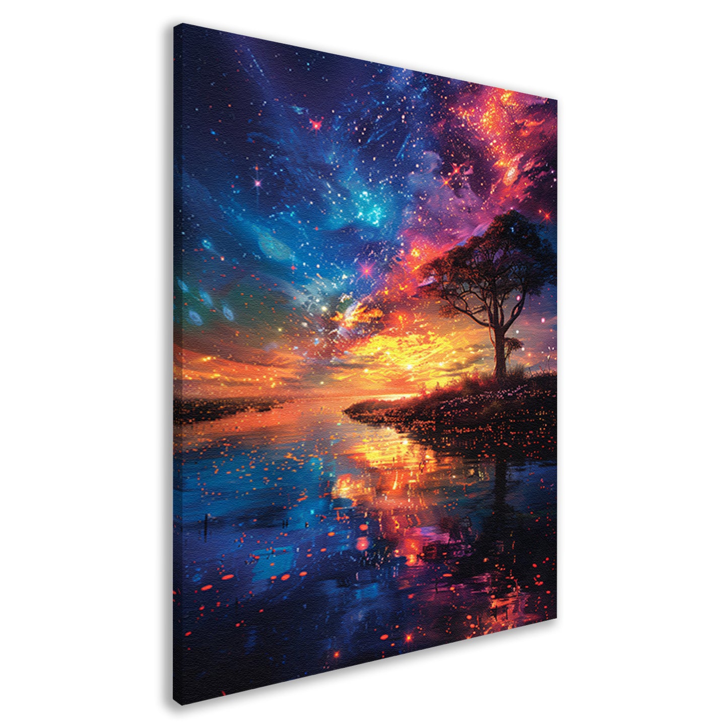 Kosmische Boom bij Sterrenhemel canvas