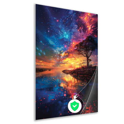 Kosmische Boom bij Sterrenhemel poster