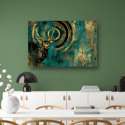Abstract hertenportret met gouden accenten canvas