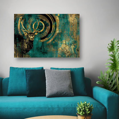 Abstract hertenportret met gouden accenten poster