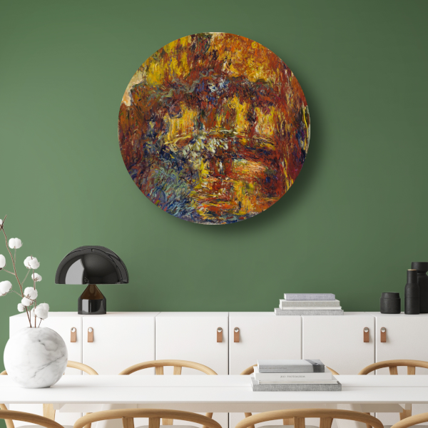 De Japanse voetgangersbrug - Claude Monet aluminium muurcirkel
