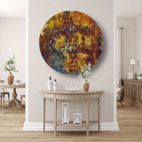 De Japanse voetgangersbrug - Claude Monet aluminium muurcirkel