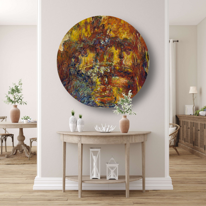De Japanse voetgangersbrug - Claude Monet aluminium muurcirkel