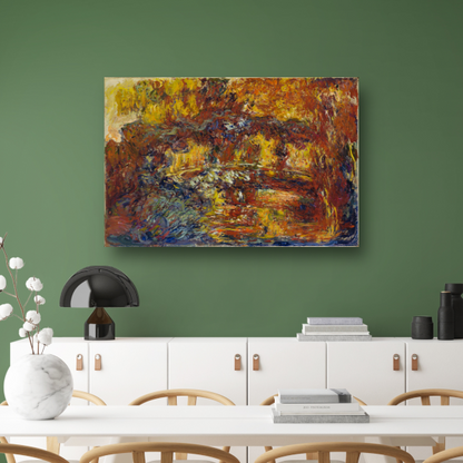 De Japanse voetgangersbrug - Claude Monet canvas met baklijst