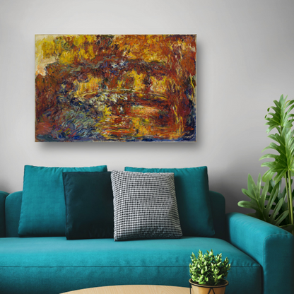 De Japanse voetgangersbrug - Claude Monet canvas met baklijst