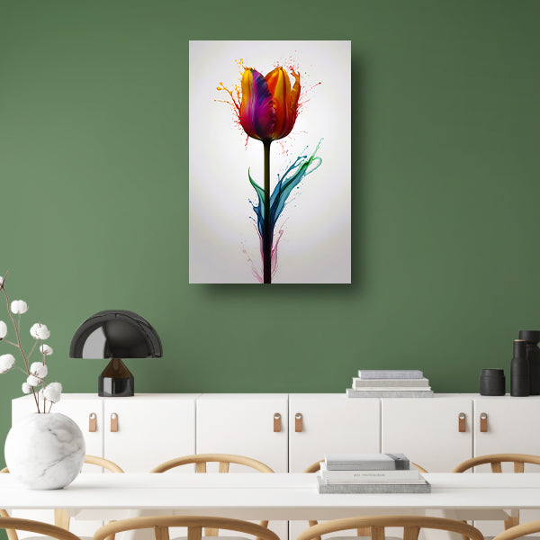 Abstracte kleurrijke tulp in vloeibare stijl canvas